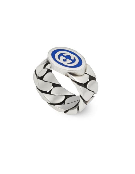 anello di gucci argento|Anello Gucci Interlocking in Argento con Doppia G Modello Grande.